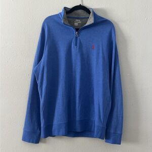 Polo Ralph Lauren Performance 1/4 QTR Zip Pullover Mens L Blue Long Sleeve Soft